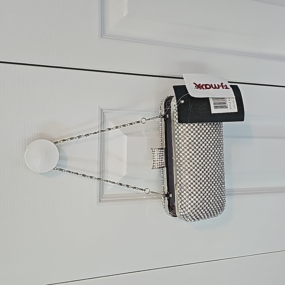 HARVE BENARD Silver beaded clutch